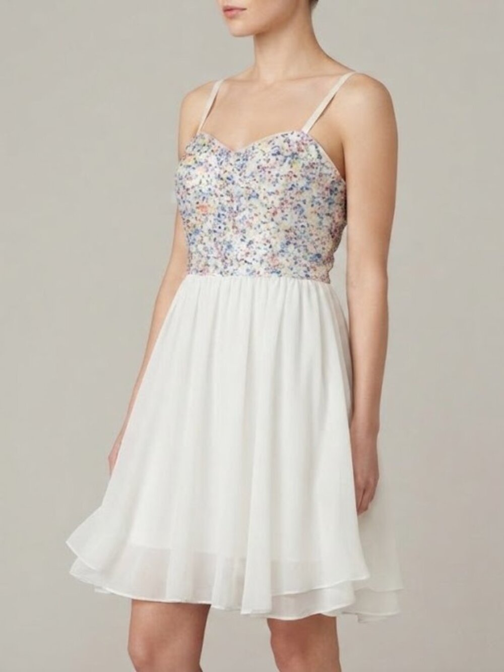 Guess White Sequins Bodice Mini Dress